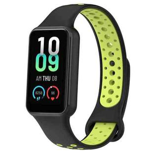 For Amazfit Band 7 Loop Two-Color Breathable Silicone Watch Band(Black+Lime)
