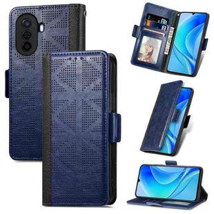For Huawei Nova Y70 Grid Leather Flip Phone Case(Blue)