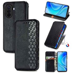 For Huawei Nova Y70 Cubic Grid Pressed Magnetic Leather Phone Case(Black)