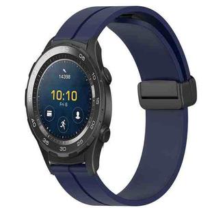 For Huawei Watch 2 20mm Solid Color Magnetic Clasp Silicone Watch Band(Midnight Blue)