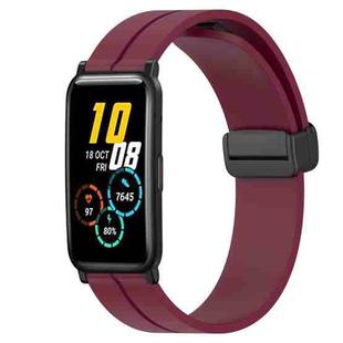 For Honor Watch ES 20mm Solid Color Magnetic Clasp Silicone Watch Band(Burgundy)