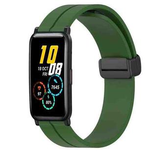 For Honor Watch ES 20mm Solid Color Magnetic Clasp Silicone Watch Band(Army Green)