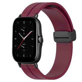 For Amazfit GTS 2E 20mm Solid Color Magnetic Clasp Silicone Watch Band(Burgundy)