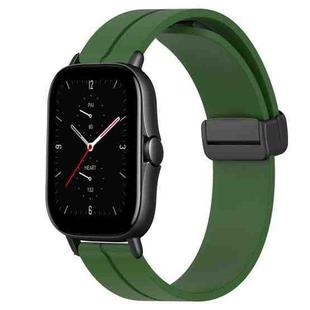 For Amazfit GTS 2E 20mm Solid Color Magnetic Clasp Silicone Watch Band(Army Green)