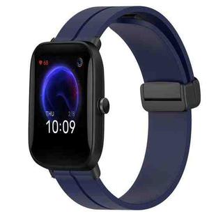 For Amazfit Pop Pro 20mm Solid Color Magnetic Clasp Silicone Watch Band(Midnight Blue)