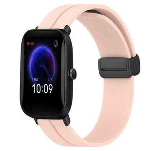 For Amazfit Pop 20mm Solid Color Magnetic Clasp Silicone Watch Band(Pink)