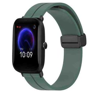 For Amazfit Pop 20mm Solid Color Magnetic Clasp Silicone Watch Band(Olive Green)