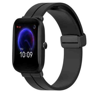 For Amazfit Pop 20mm Solid Color Magnetic Clasp Silicone Watch Band(Black)