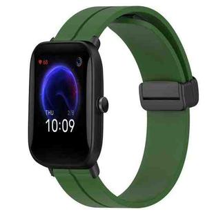 For Amazfit Pop 20mm Solid Color Magnetic Clasp Silicone Watch Band(Army Green)