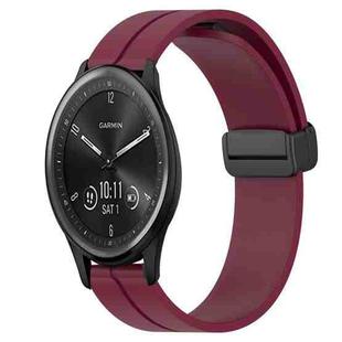 For Garmin Vivomove Sport 20mm Solid Color Magnetic Clasp Silicone Watch Band(Wine Red)