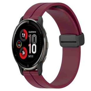 For Garmin Venu 2 Plus 20mm Solid Color Magnetic Clasp Silicone Watch Band(Wine Red)