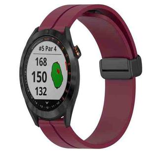 For Garmin Approach S40 20mm Solid Color Magnetic Clasp Silicone Watch Band(Wine Red)