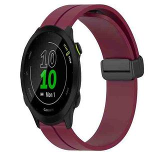 For Garmin Forerunner 55 20mm Solid Color Magnetic Clasp Silicone Watch Band(Wine Red)