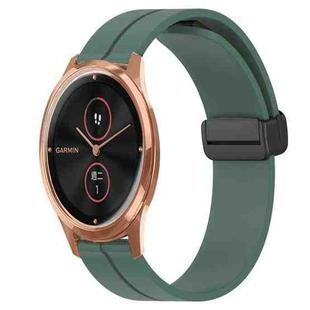 For Garminmove Luxe 20mm Solid Color Magnetic Clasp Silicone Watch Band(Olive Green)