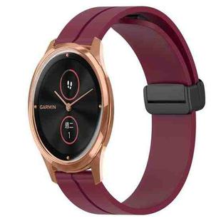 For Garminmove Luxe 20mm Solid Color Magnetic Clasp Silicone Watch Band(Wine Red)