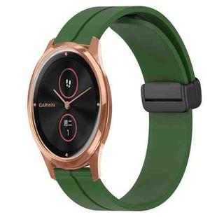 For Garminmove Luxe 20mm Solid Color Magnetic Clasp Silicone Watch Band(Army Green)