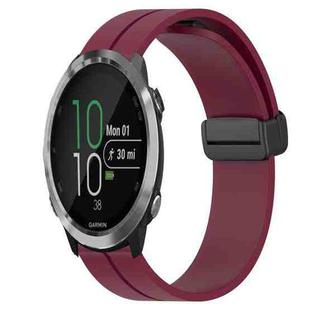 For Garmin Forerunner 645 Music 20mm Solid Color Magnetic Clasp Silicone Watch Band(Wine Red)