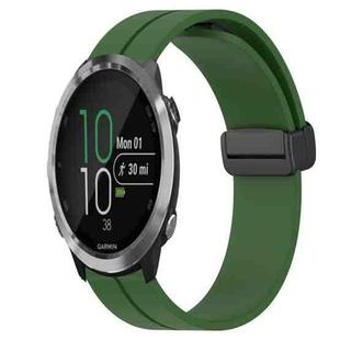 For Garmin Forerunner 645 Music 20mm Solid Color Magnetic Clasp Silicone Watch Band(Army Green)