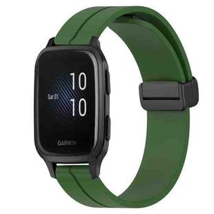 For Garmin Venu Sq 2 Music 20mm Solid Color Magnetic Clasp Silicone Watch Band(Army Green)
