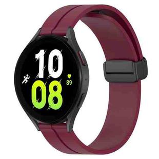 For Samsung Galaxy Watch 5 44mm 20mm Solid Color Magnetic Clasp Silicone Watch Band(Wine Red)