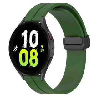 For Samsung Galaxy Watch 5 44mm 20mm Solid Color Magnetic Clasp Silicone Watch Band(Army Green)