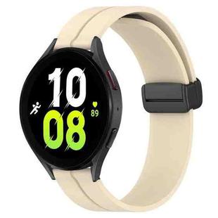 For Samsung Galaxy Watch 5 44mm 20mm Solid Color Magnetic Clasp Silicone Watch Band(Beige)