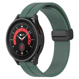 For Samsung Galaxy Watch 5 Pro 45mm 20mm Solid Color Magnetic Clasp Silicone Watch Band(Olive Green)