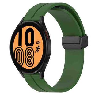 For Samsung Galaxy Watch4 44mm 20mm Solid Color Magnetic Clasp Silicone Watch Band(Army Green)