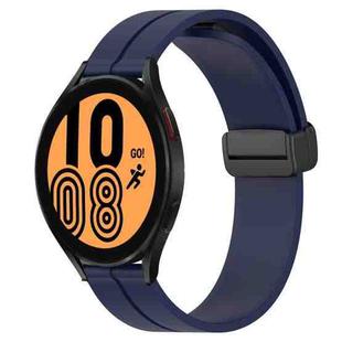 For Samsung Galaxy Watch4 44mm 20mm Solid Color Magnetic Clasp Silicone Watch Band(Midnight Blue)