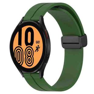 For Samsung Galaxy Watch4 40mm 20mm Solid Color Magnetic Clasp Silicone Watch Band(Army Green)
