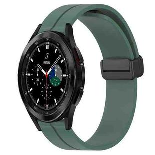 For Samsung  Galaxy Watch4 Classic 42mm 20mm Solid Color Magnetic Clasp Silicone Watch Band(Olive Green)