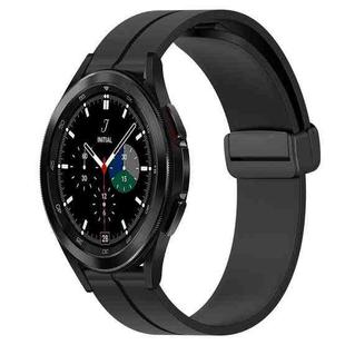 For Samsung  Galaxy Watch4 Classic 42mm 20mm Solid Color Magnetic Clasp Silicone Watch Band(Black)