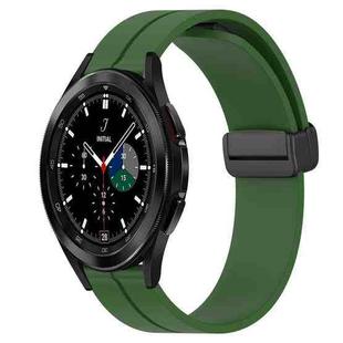 For Samsung  Galaxy Watch4 Classic 42mm 20mm Solid Color Magnetic Clasp Silicone Watch Band(Army Green)
