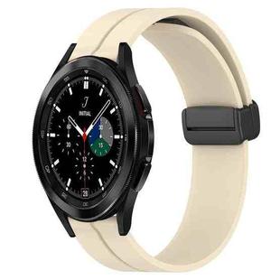 For Samsung  Galaxy Watch4 Classic 46mm 20mm Solid Color Magnetic Clasp Silicone Watch Band(Beige)