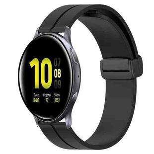 For Samsung Galaxy Watch Active2 40mm 20mm Solid Color Magnetic Clasp Silicone Watch Band(Black)