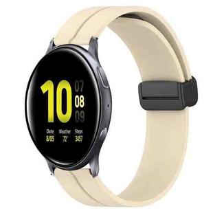 For Samsung Galaxy Watch Active2 40mm 20mm Solid Color Magnetic Clasp Silicone Watch Band(Beige)