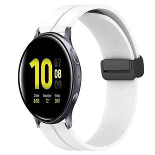 For Samsung Galaxy Watch Active2 44mm 20mm Solid Color Magnetic Clasp Silicone Watch Band(White)