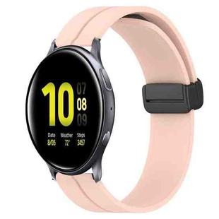 For Samsung Galaxy Watch Active2 44mm 20mm Solid Color Magnetic Clasp Silicone Watch Band(Pink)