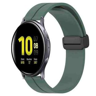 For Samsung Galaxy Watch Active2 44mm 20mm Solid Color Magnetic Clasp Silicone Watch Band(Olive Green)