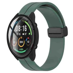 For Xiaomi MI Watch Color 22mm Solid Color Magnetic Clasp Silicone Watch Band(Olive Green)