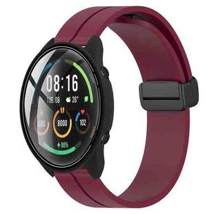 For Xiaomi MI Watch Color 22mm Solid Color Magnetic Clasp Silicone Watch Band(Wine Red)