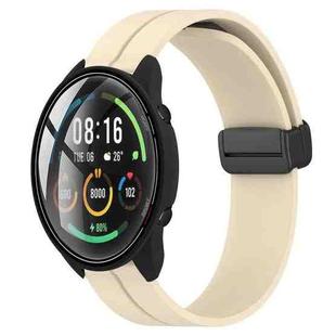 For Xiaomi MI Watch Color 22mm Solid Color Magnetic Clasp Silicone Watch Band(Beige)