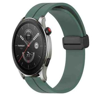 For Amazfit GTR 4 22mm Solid Color Magnetic Clasp Silicone Watch Band(Olive Green)