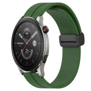 For Amazfit GTR 4 22mm Solid Color Magnetic Clasp Silicone Watch Band(Army Green)