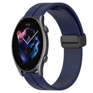 For Amazfit GTR 3 22mm Solid Color Magnetic Clasp Silicone Watch Band(Midnight Blue)