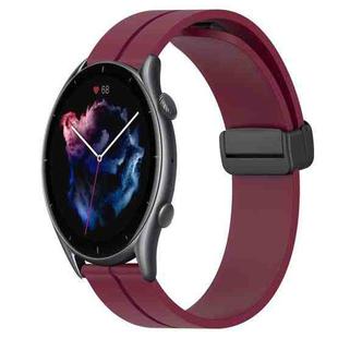 For Amazfit GTR 3 Pro 22mm Solid Color Magnetic Clasp Silicone Watch Band(Wine Red)