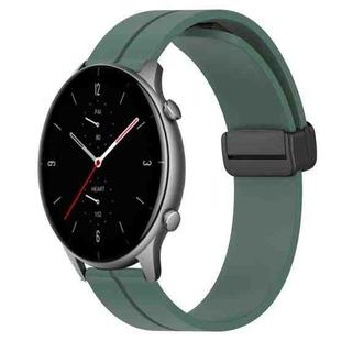 For Amazfit GTR 2e 22mm Solid Color Magnetic Clasp Silicone Watch Band(Olive Green)