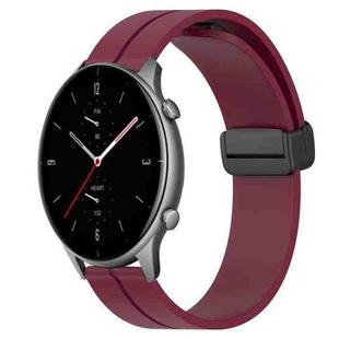 For Amazfit GTR 2e 22mm Solid Color Magnetic Clasp Silicone Watch Band(Wine Red)