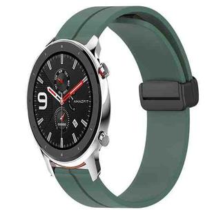 For Amazfit GTR 47mm 22mm Solid Color Magnetic Clasp Silicone Watch Band(Olive Green)