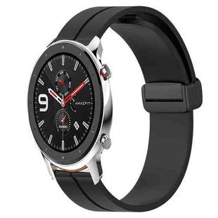 For Amazfit GTR 47mm 22mm Solid Color Magnetic Clasp Silicone Watch Band(Black)